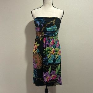 Jennifer Lopez strapless dress in tropical print size medium